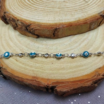 ΒΡΑΧΙΟΛΙ ΑΠΟ ΑΤΣΑΛΙ ΣΕ ΑΣΗΜΙ ΧΡΩΜΑ ΜΕ ΣΧΕΔΙΟ ΜΑΤΑΚΙΑ ΣΕ ΠΕΤΡΟΛ ΚΑΙ ΛΕΥΚΟ ΚΑΙ ΚΑΡΔΟΥΛΕΣ 2