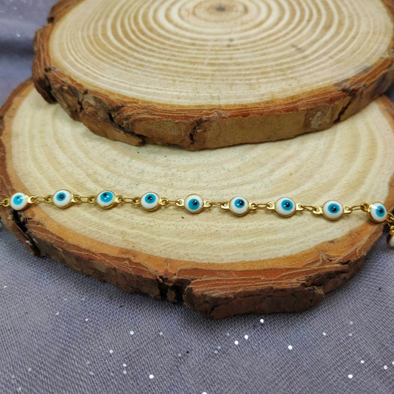 ΒΡΑΧΙΟΛΙ ΑΠΟ ΑΤΣΑΛΙ ΣΕ ΧΡΥΣΟ ΧΡΩΜΑ ΜΕ ΣΧΕΔΙΟ ΜΑΤΑΚΙΑ ΣΕ ΑΣΠΡΟ ΚΑΙ ΓΑΛΑΖΙΟ