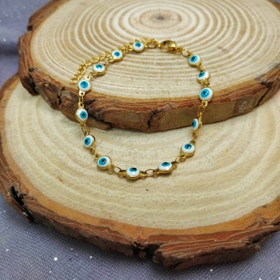 ΒΡΑΧΙΟΛΙ ΑΠΟ ΑΤΣΑΛΙ ΣΕ ΧΡΥΣΟ ΧΡΩΜΑ ΜΕ ΣΧΕΔΙΟ ΜΑΤΑΚΙΑ ΣΕ ΑΣΠΡΟ ΚΑΙ ΓΑΛΑΖΙΟ