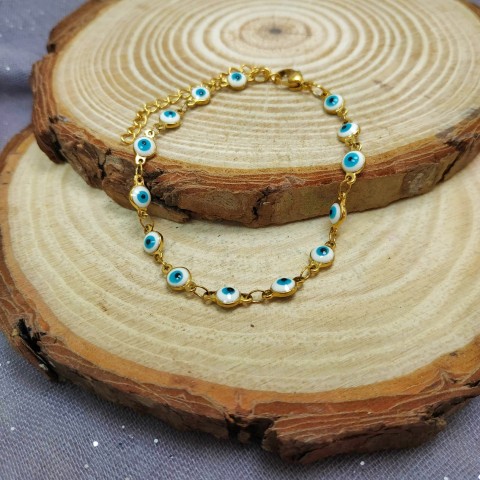 ΒΡΑΧΙΟΛΙ ΑΠΟ ΑΤΣΑΛΙ ΣΕ ΧΡΥΣΟ ΧΡΩΜΑ ΜΕ ΣΧΕΔΙΟ ΜΑΤΑΚΙΑ ΣΕ ΑΣΠΡΟ ΚΑΙ ΓΑΛΑΖΙΟ