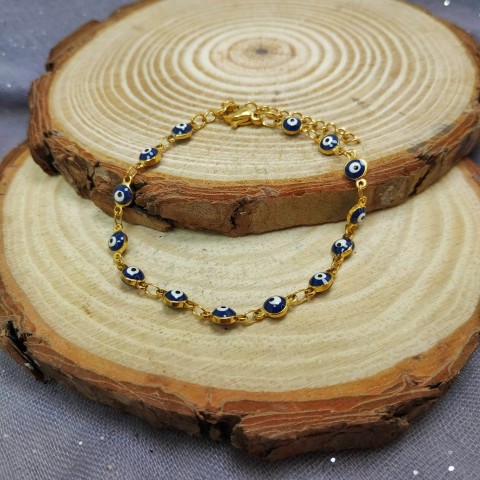 ΒΡΑΧΙΟΛΙ ΑΠΟ ΑΤΣΑΛΙ ΕΠΙΧΡΥΣΩΜΕΝΟ ΜΕ ΣΧΕΔΙΟ ΜΑΤΑΚΙΑ ΣΕ ΜΠΛΕ ΚΑΙ ΑΣΠΡΟ