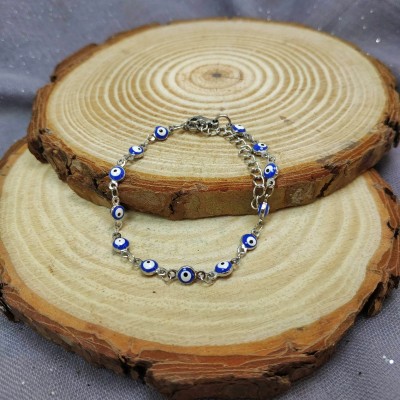 ΒΡΑΧΙΟΛΙ ΑΠΟ ΑΤΣΑΛΙ ΣΕ ΑΣΗΜΙ ΧΡΩΜΑ ΜΕ ΣΧΕΔΙΟ ΜΑΤΑΚΙΑ ΣΕ ΜΠΛΕ ΚΑΙ ΑΣΠΡΟ