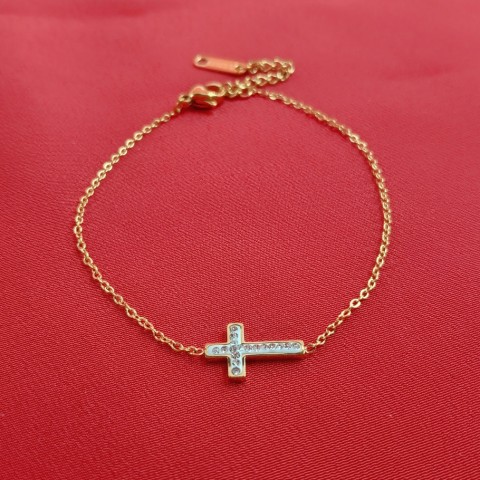 ΒΡΑΧΙΟΛΙ ΑΤΣΑΛΙ ΕΠΙΧΡΥΣΩΜΕΝΟ ΣΤΑΥΡΟΣ ΜΕ ΣΤΡΑΣ