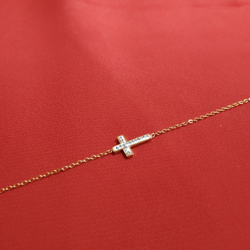 ΒΡΑΧΙΟΛΙ ΑΤΣΑΛΙ ΕΠΙΧΡΥΣΩΜΕΝΟ ΣΤΑΥΡΟΣ ΜΕ ΣΤΡΑΣ