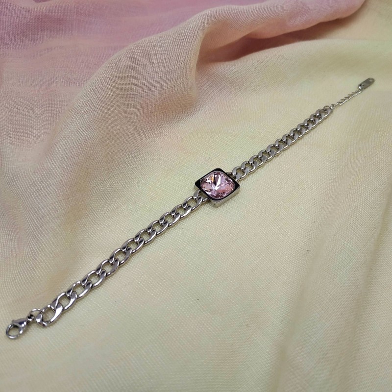 ΒΡΑΧΙΟΛΙ ΑΤΣΑΛΙ ΑΣΗΜΙ, ΚΑΔΕΝΑ ΜΕ ΡΟΖ ΚΡΥΣΤΑΛΛΟ , ΧΟΝΤΡΗ ΑΛΥΣΙΔΑ ΜΕ ΡΟΖ ΠΕΤΡΑ